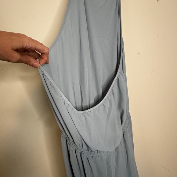 Show Me Your Mumu Heather Halter Dress Steel Blue NWT Size 2XL Chiffon Slit - Picture 7 of 10